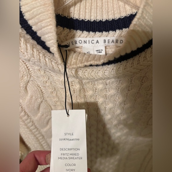 Veronica Beard cable knit mixed media sweater - Picture 12 of 14